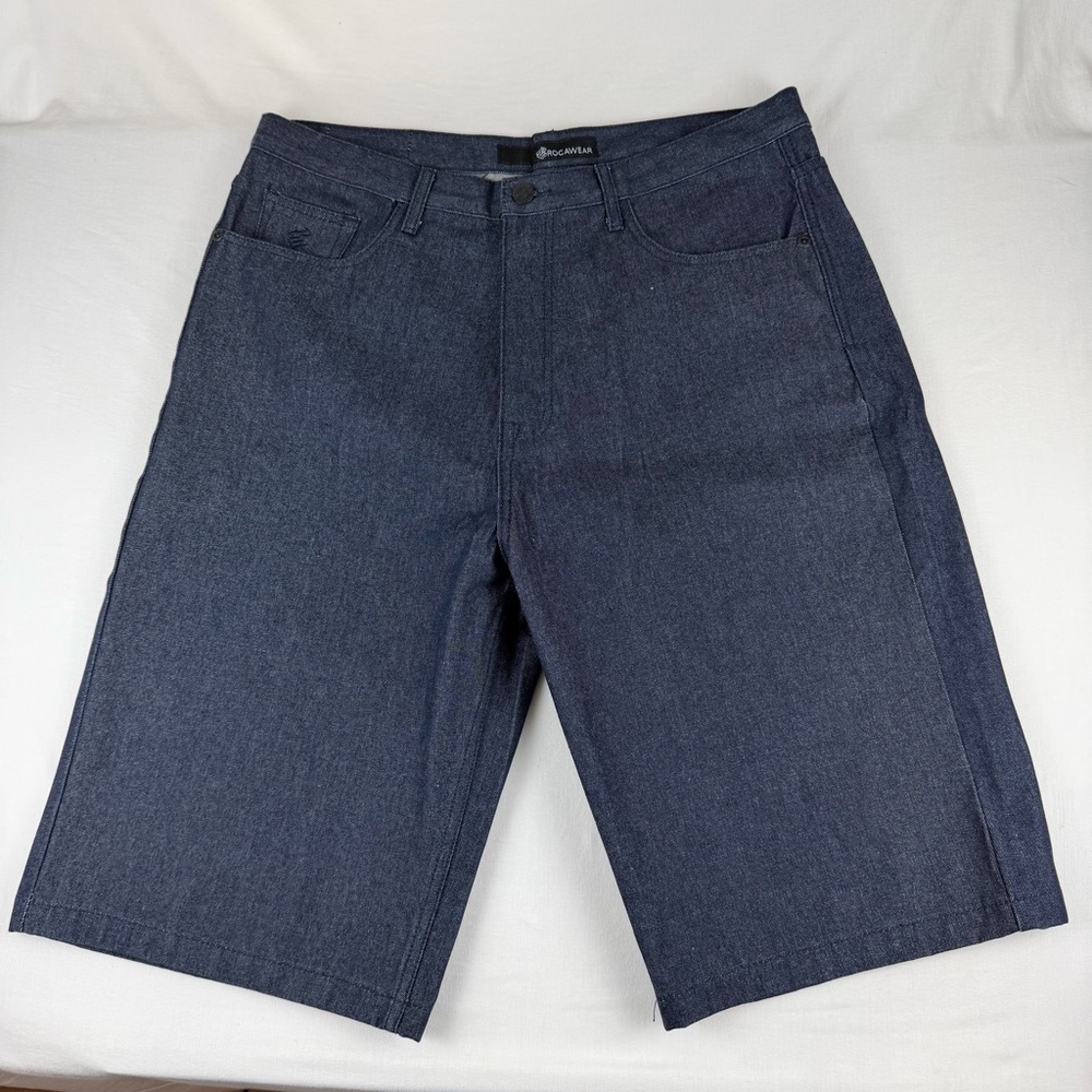 Rocawear Classic Men's Y2K Hip hop Baggy Dark Wash Denim Shorts,‎ Size 38